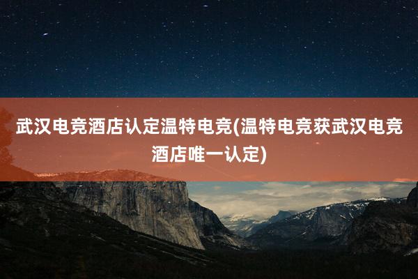 武汉电竞酒店认定温特电竞(温特电竞获武汉电竞酒店唯一认定)