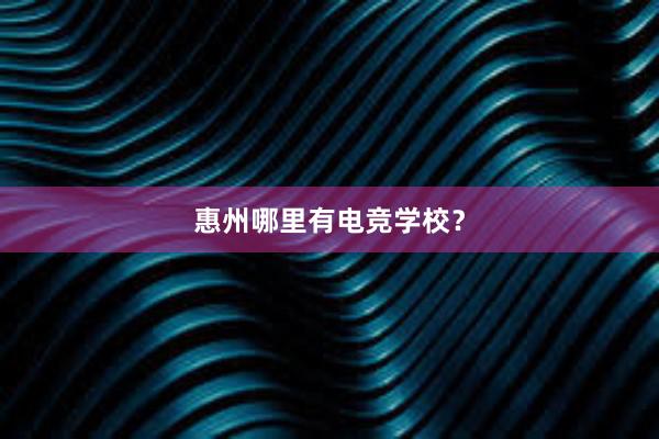 惠州哪里有电竞学校？